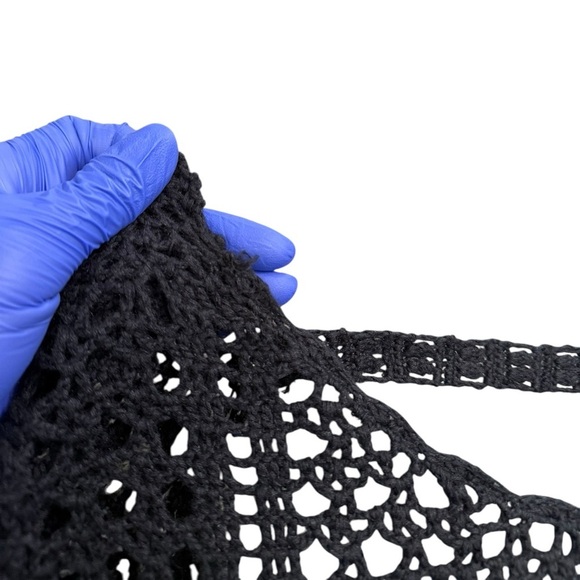 FREE PEOPLE Black Cotton Open Back Crochet Sweater XS - Picture 13 of 16